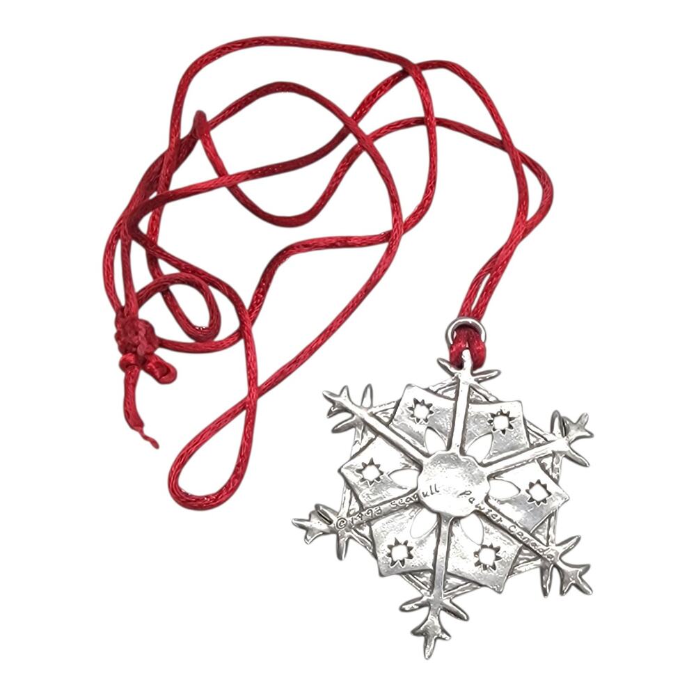 Vintage 1993 Seagull Pewter Snowflake Christmas Ornament Canada Holiday Decor